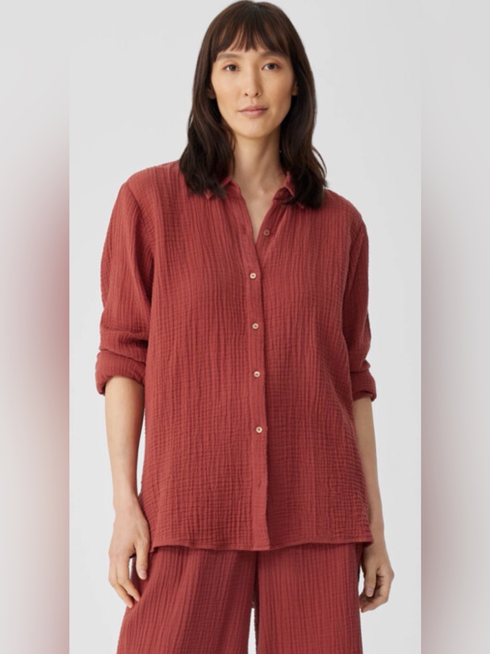 Eileen Fischer like new womens 2 Piece oranic cotton waffle set in large.